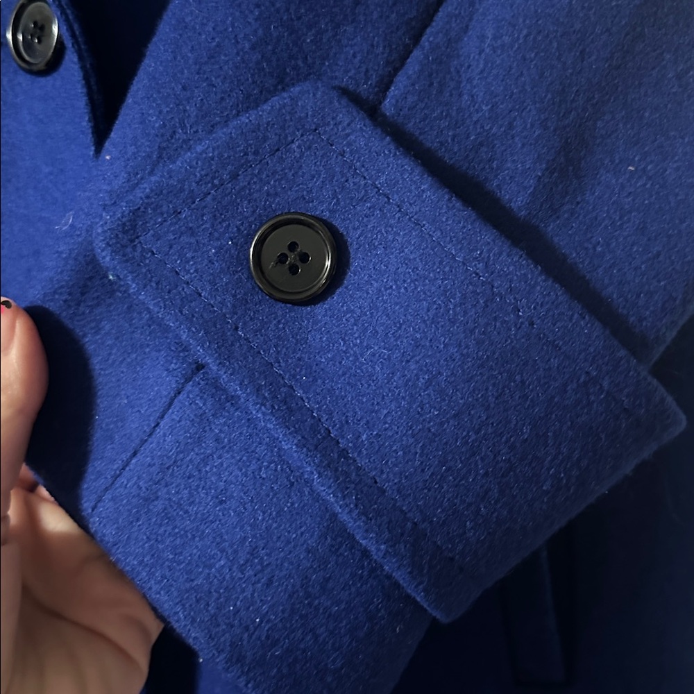 Vintage Women's Blue Double-Breasted Coat by Jofeld - Picture 5 of 9